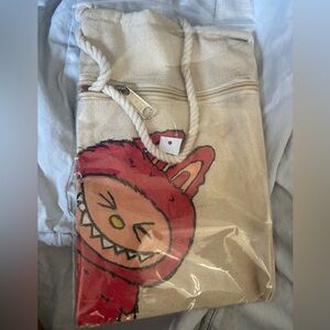 Canvas Tote Bag with red Labubu